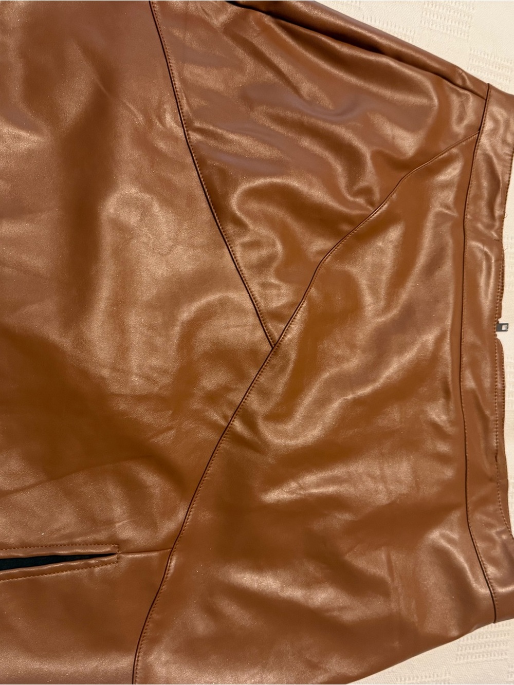 Women's Faux Leather mini skirt  - Brown